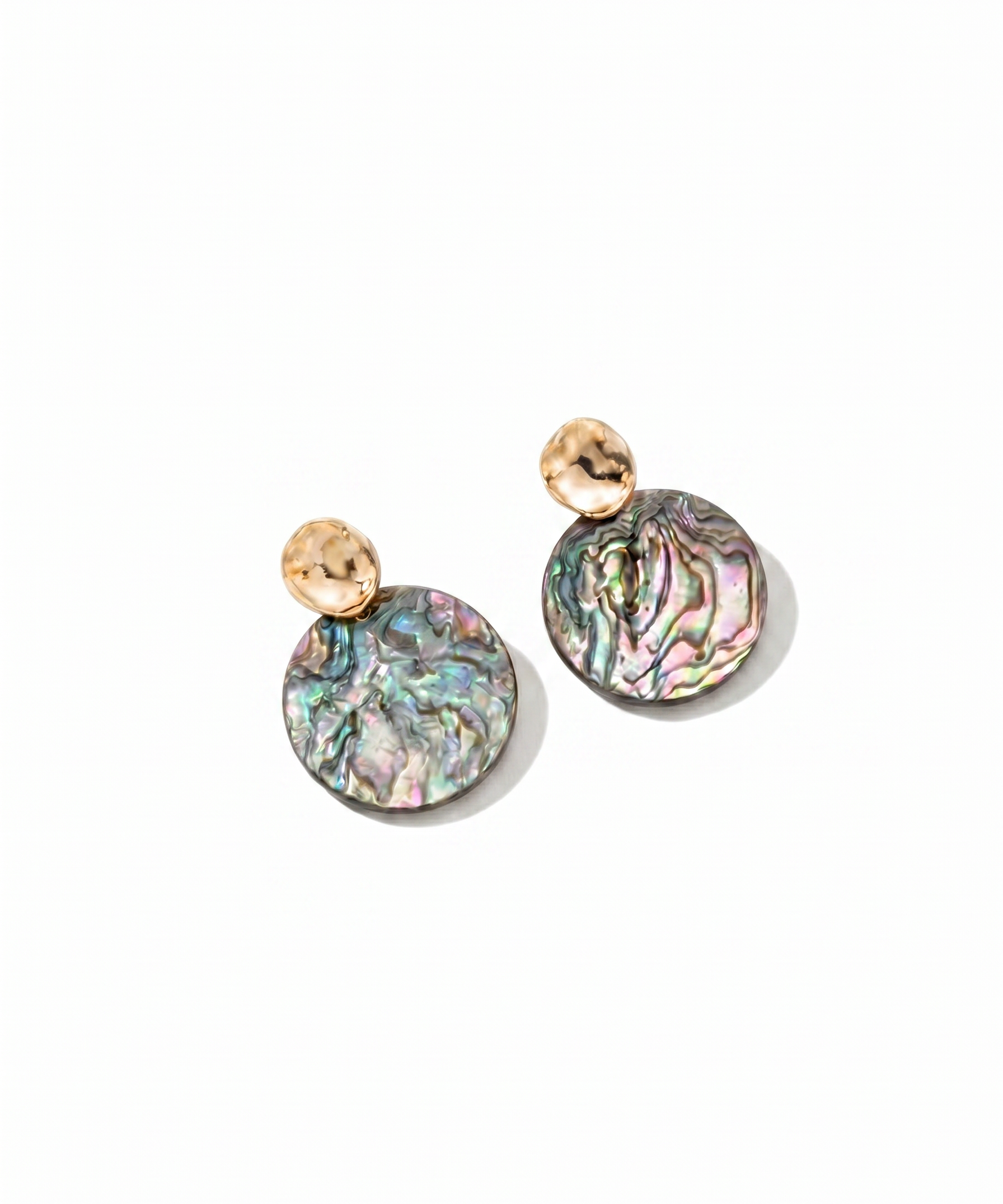 18K Gold Plated Natural Abalone Mother of Pearl Drop Earrings by Natelyrian