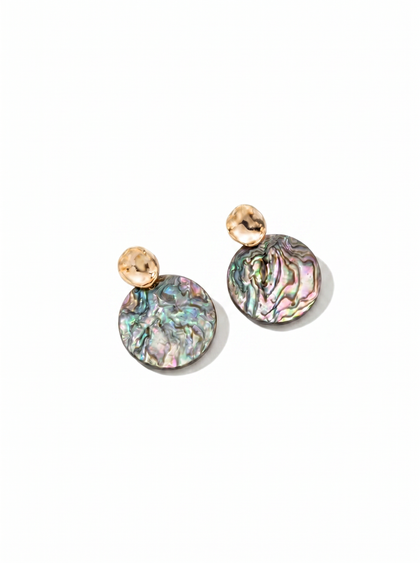 18K Gold Plated Natural Abalone Mother of Pearl Drop Earrings by Natelyrian