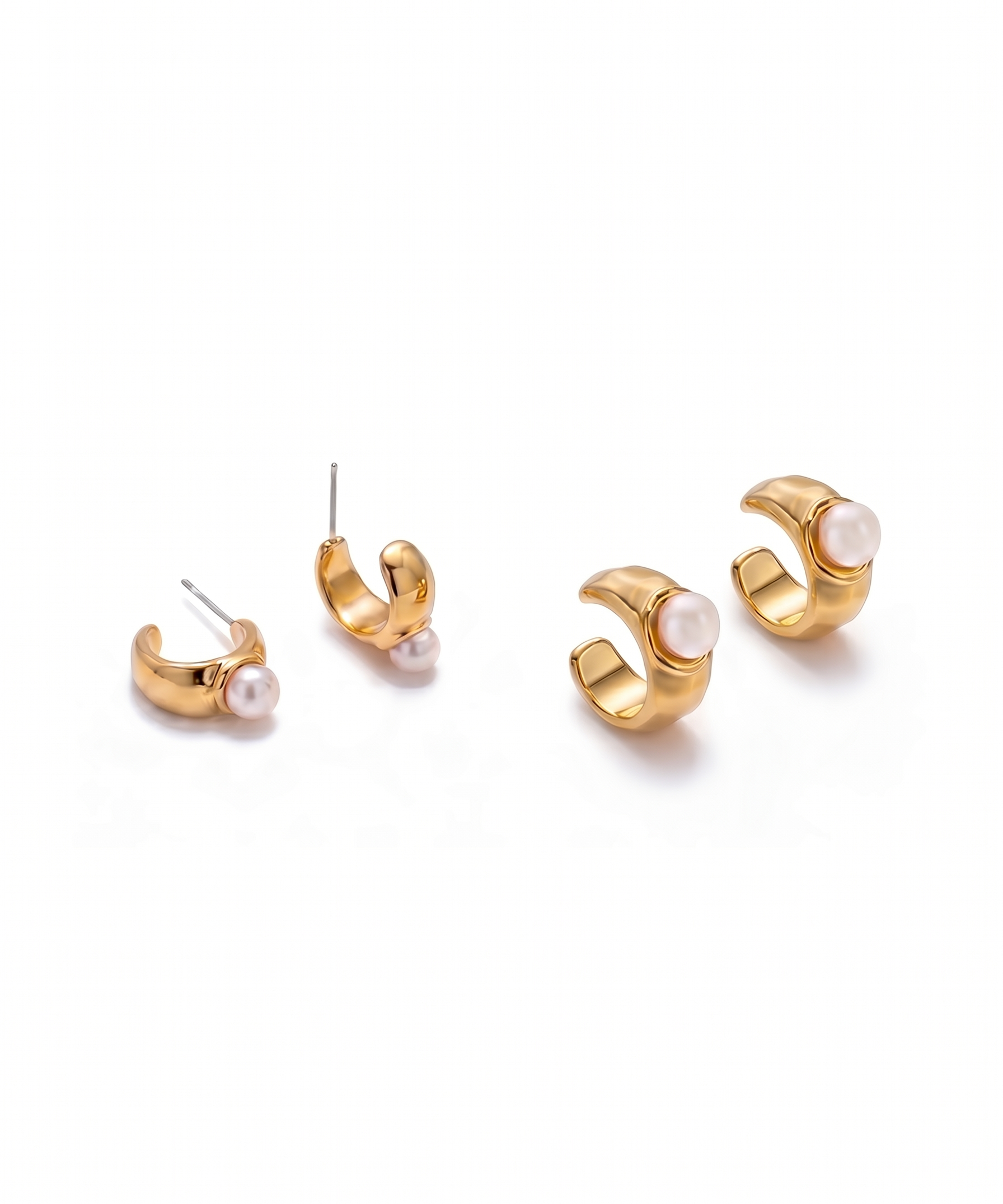 Freshwater Pearl C-Hoop Stud Earrings detail view