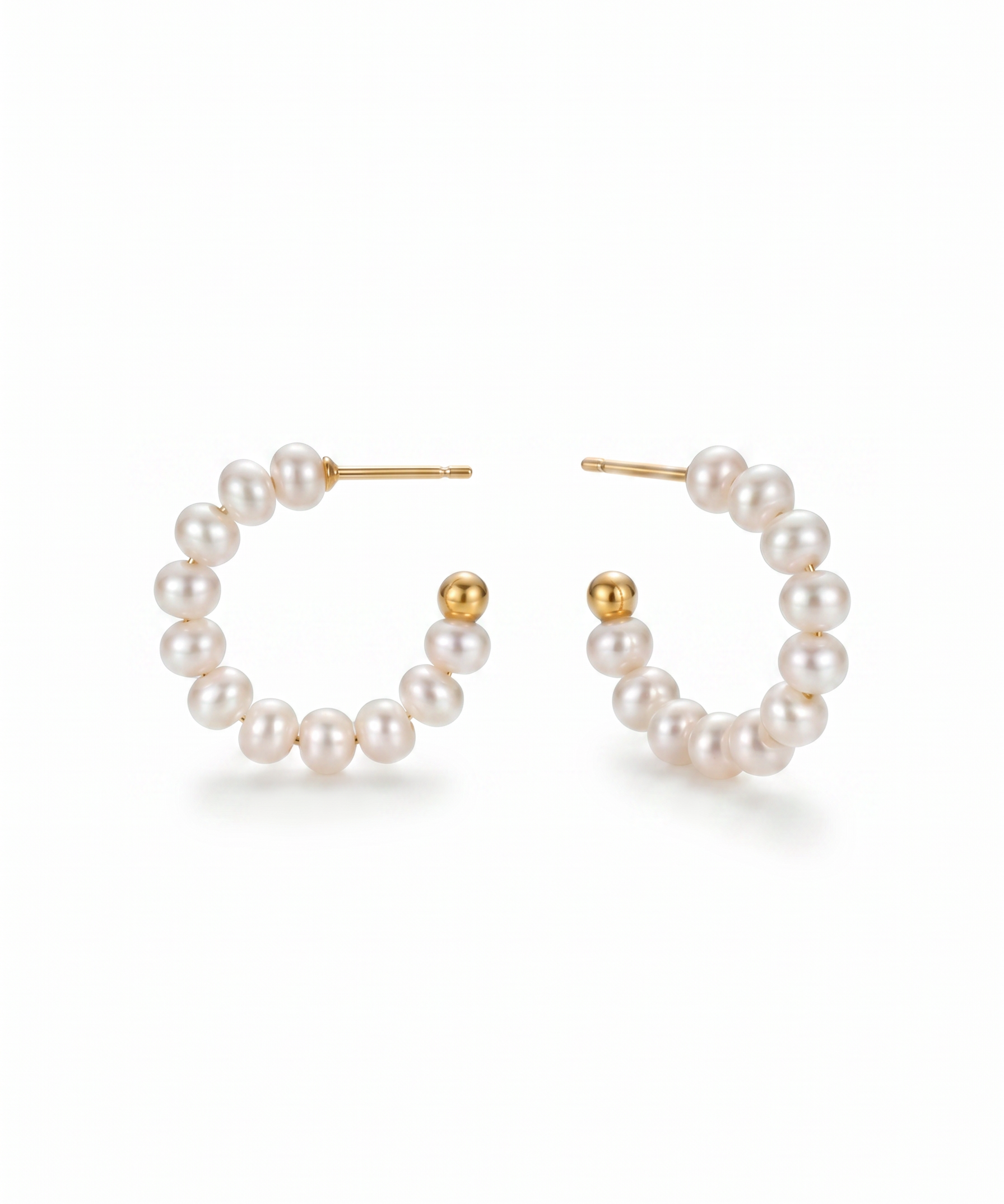 18K Gold Plated Natural Pearl C-Hoop Earrings by Natelyrian