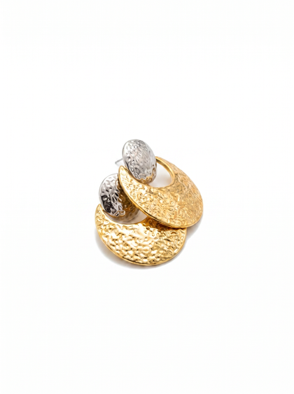 18K Gold Plated Hammered Moon Drop Earrings by Natelyrian