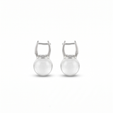 Silver Plated Natural White Crystal Ball Drop Earrings by Natelyrian