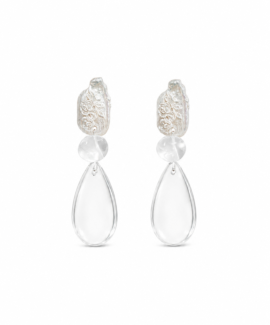 Baroque Pearl & Crystal Glass Drop Earrings by Natelyrian