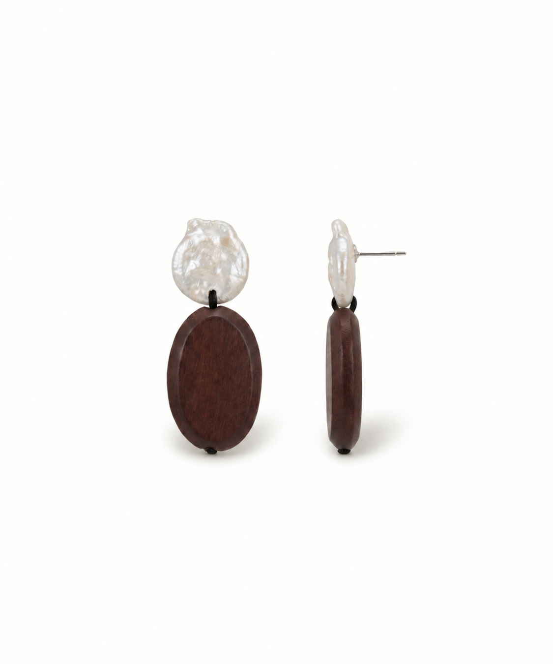 Wood & Mother of Pearl Drop Earrings by Natelyrian