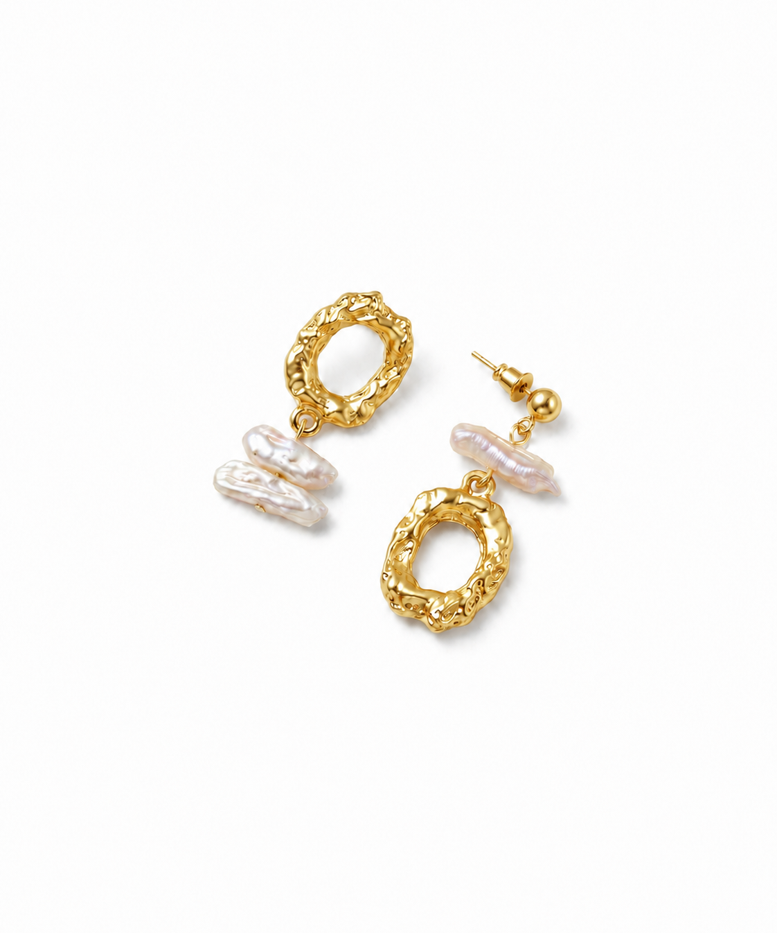 Gold and Silver Plated Baroque Pearl Drop Earrings by Natelyrian