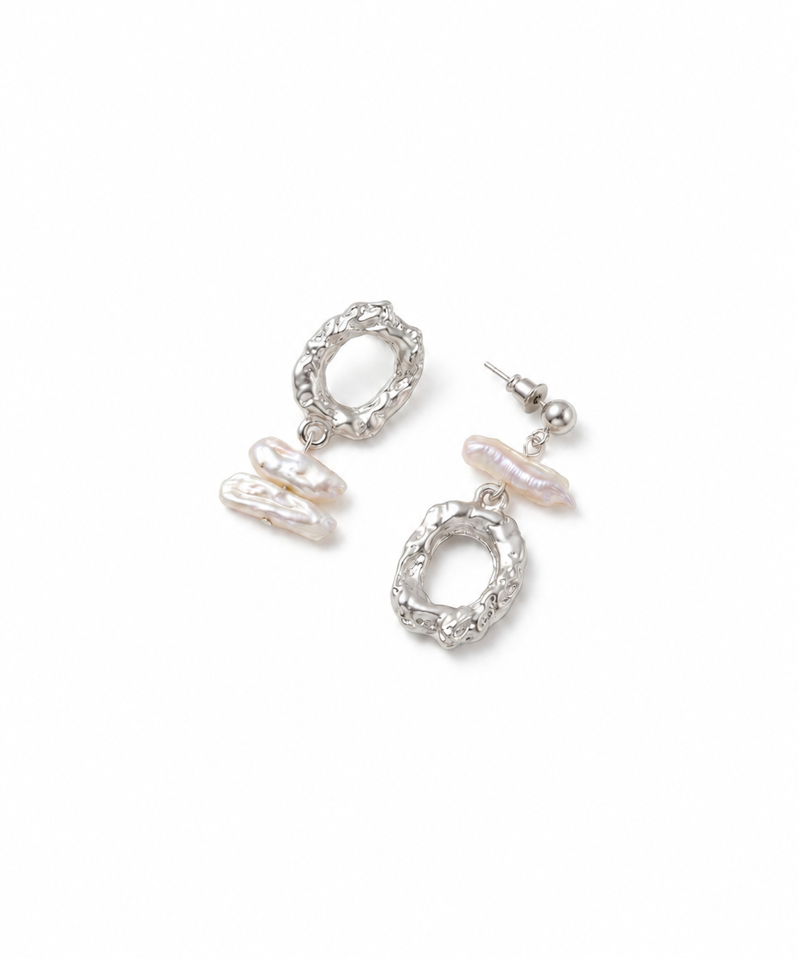 Gold and Silver Plated Baroque Pearl Drop Earrings product view 5