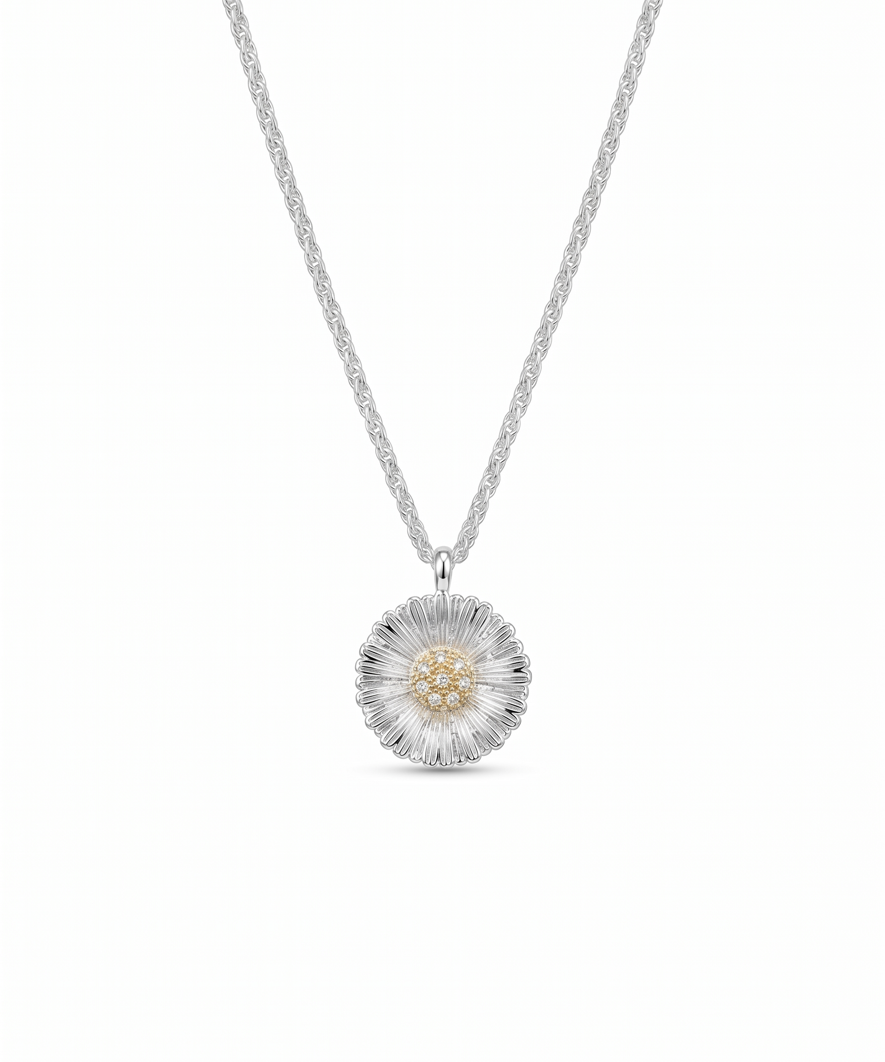 Silver & Gold Plated Daisy Pendant Necklace by Natelyrian