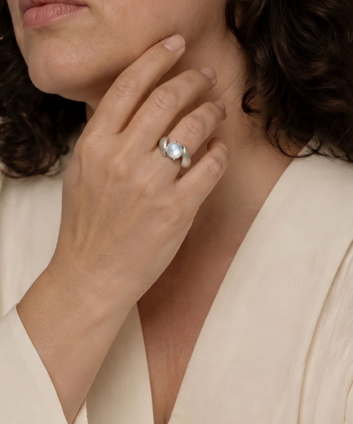 Silver Plated Grape Stone Adjustable Ring detail view
