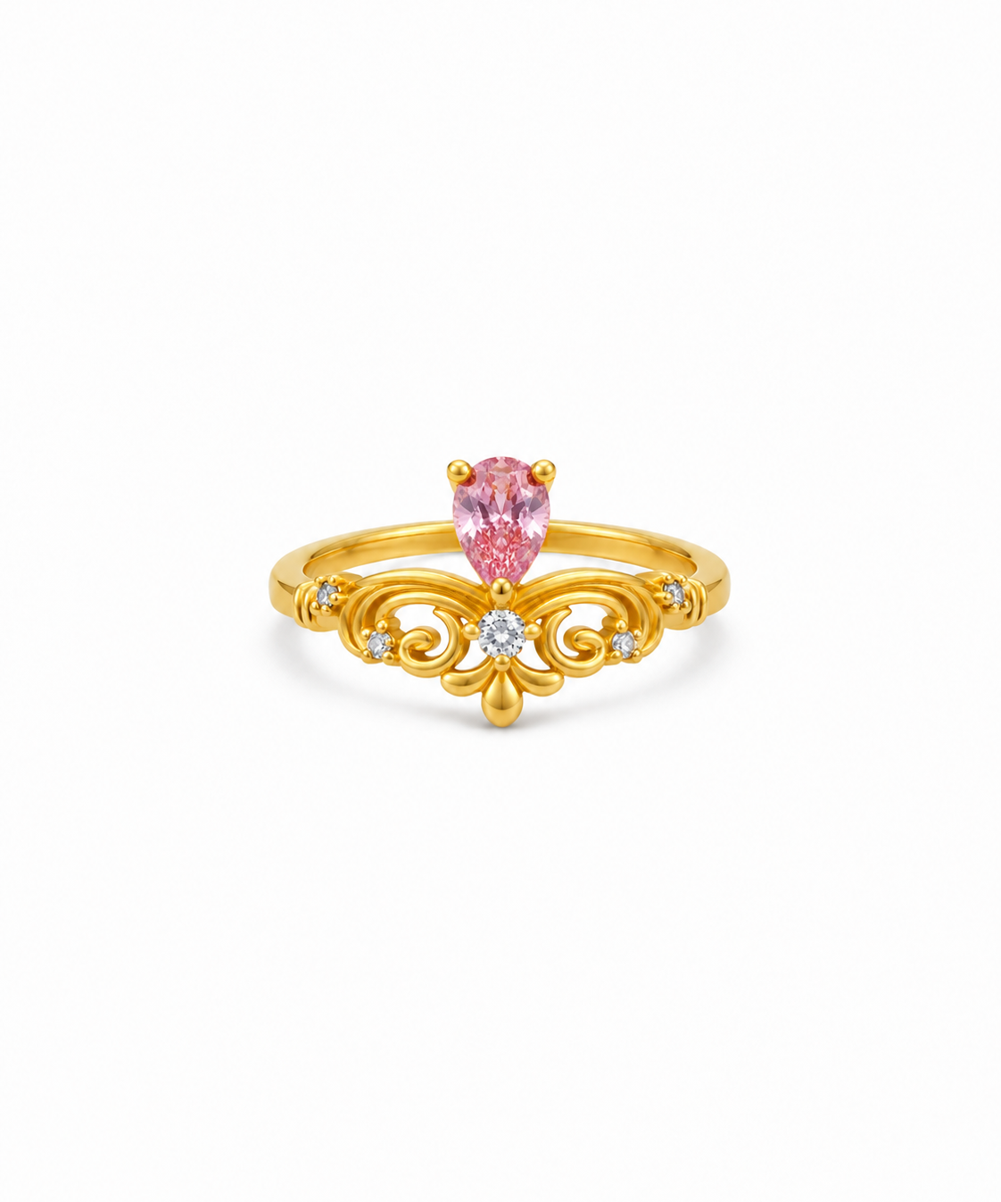 Natural Rose Quartz Crown Open Ring by Natelyrian