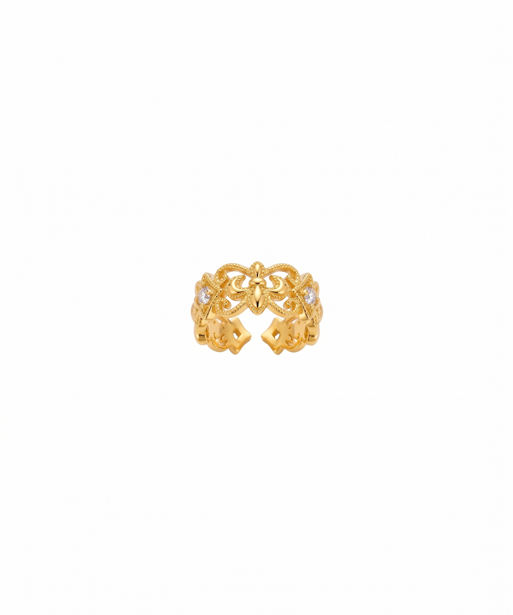 18K Gold Plated Filigree Open Ring by Natelyrian