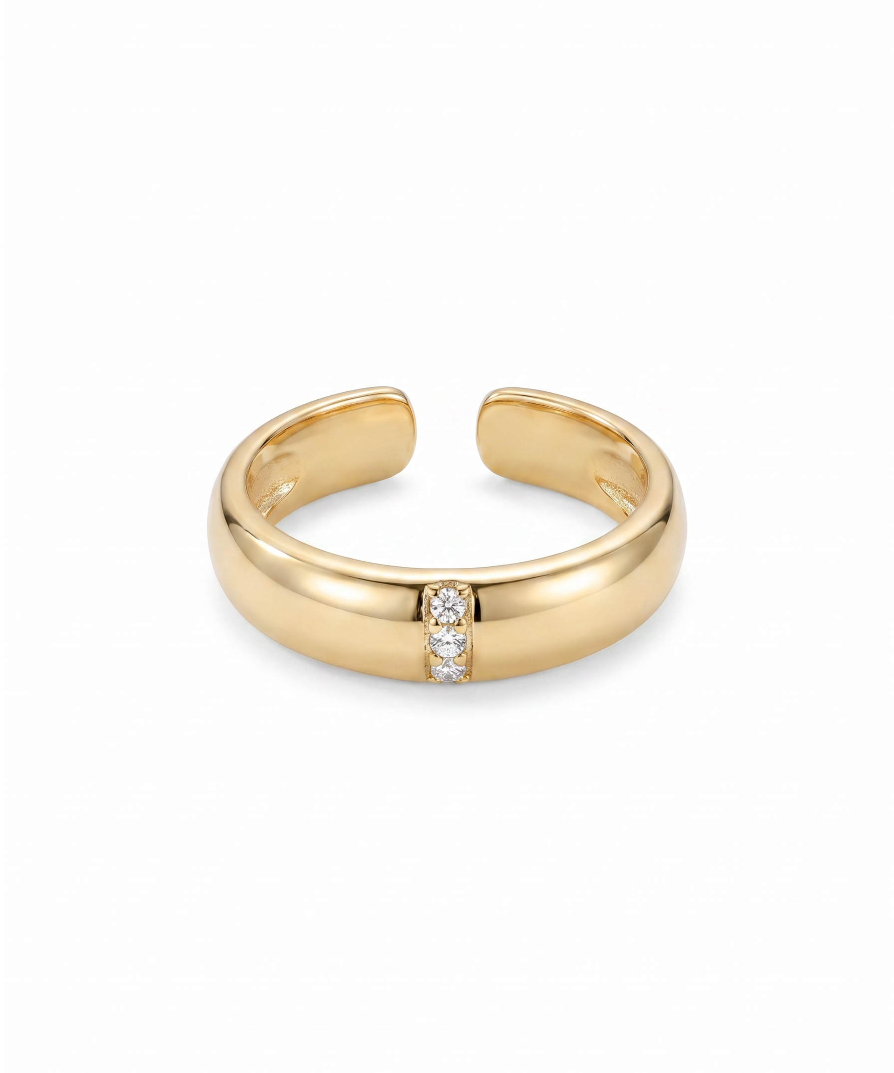 18K Gold Plated Minimalist Zircon Open Ring by Natelyrian