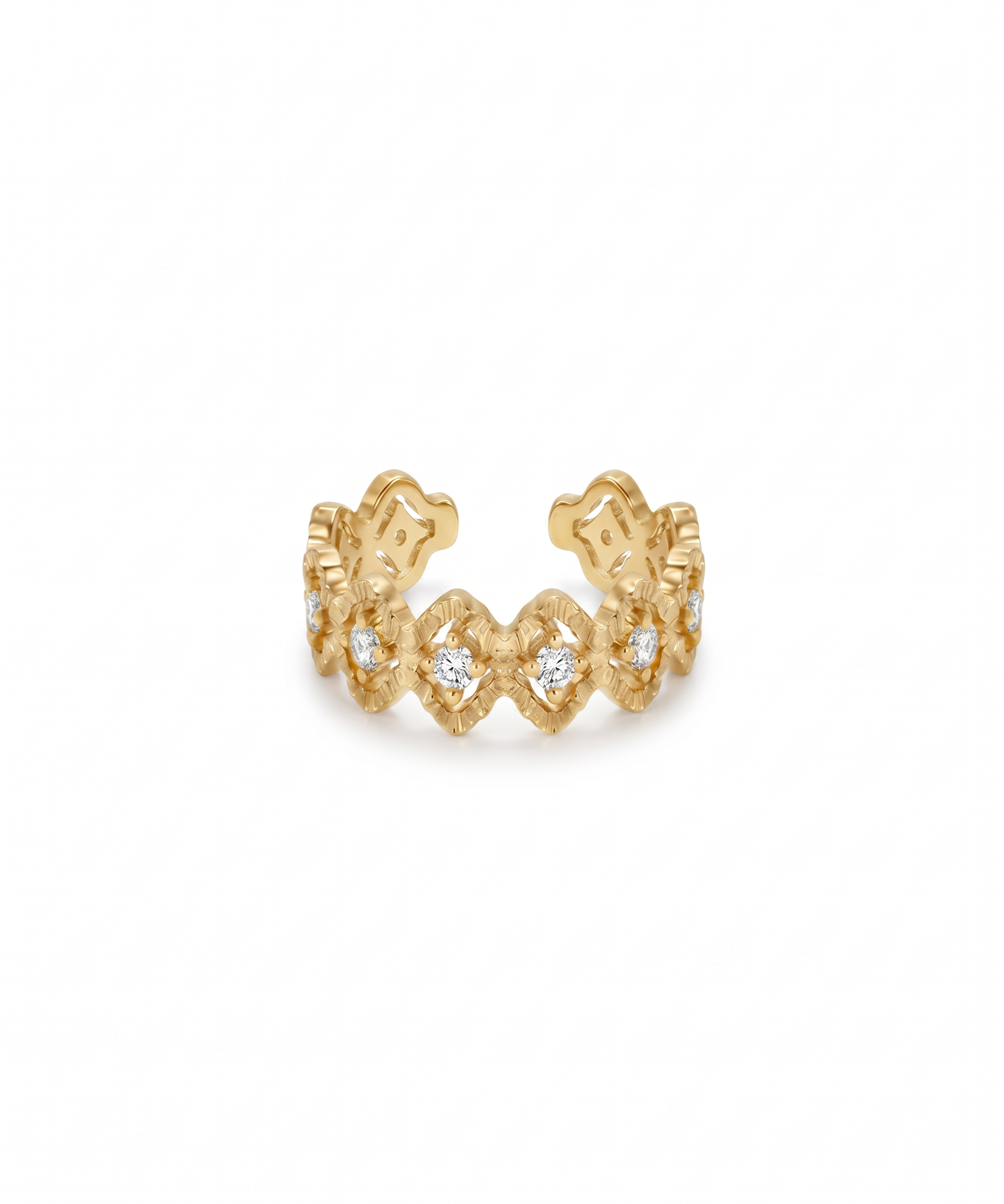 Gold and Silver Plated Baroque Filigree CZ Ring by Natelyrian