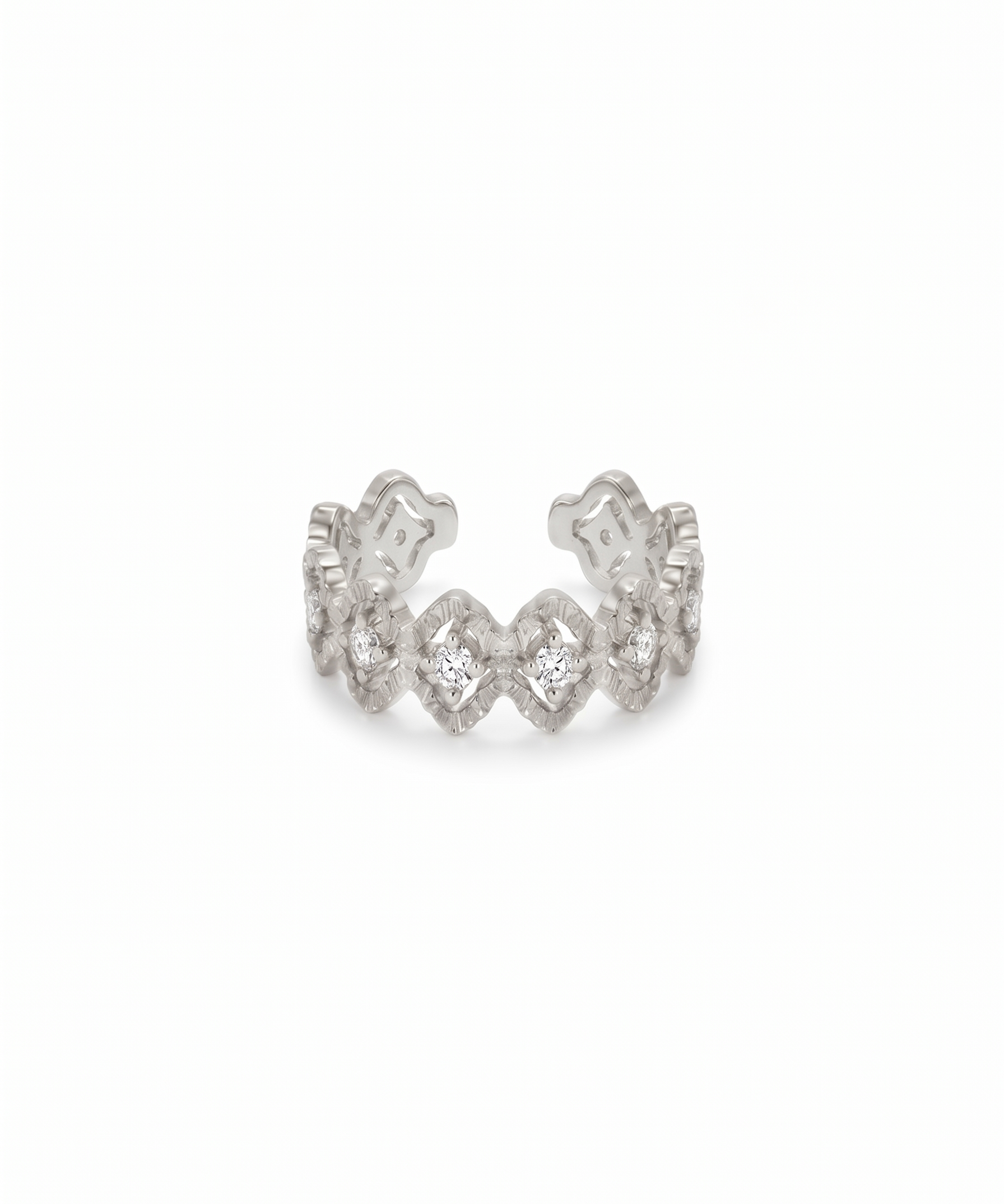 Gold and Silver Plated Baroque Filigree CZ Ring alternate view
