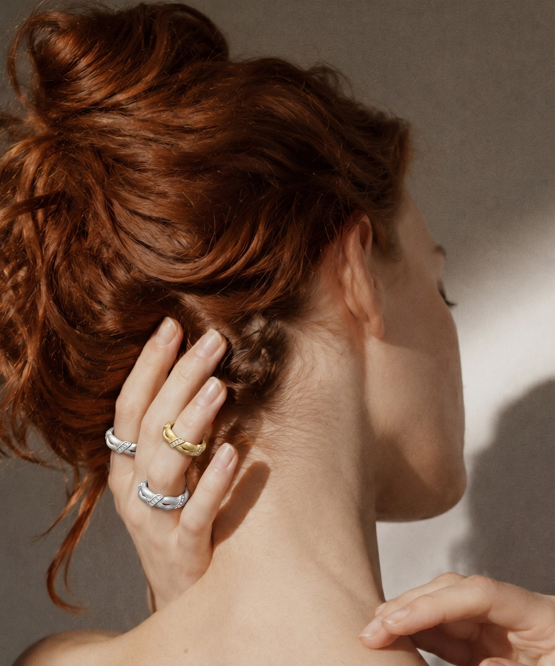 18K Gold Plated Brushed Twist Open Ring detail view