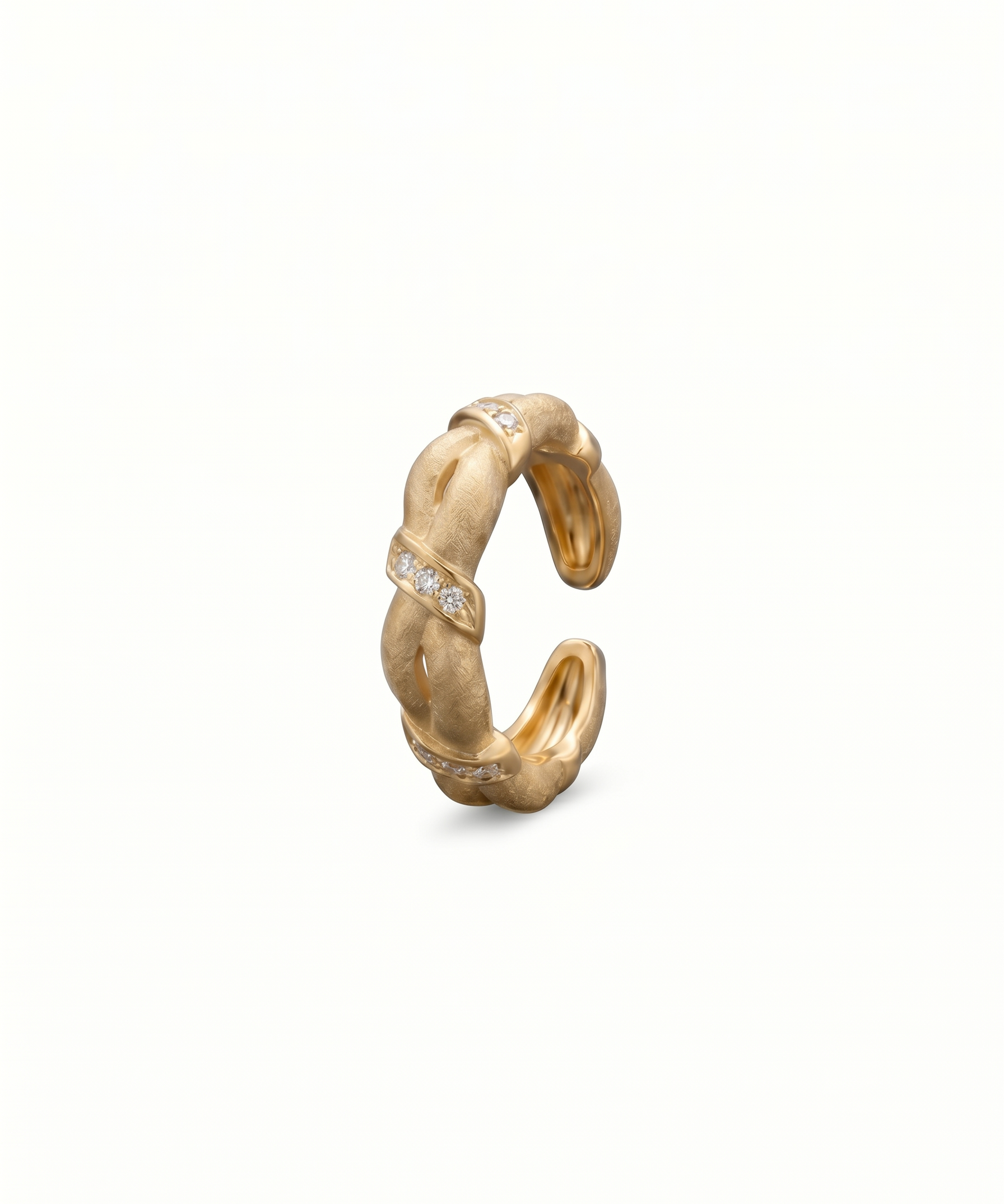 18K Gold Plated Brushed Twist Open Ring product view 7