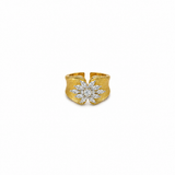18K Gold Plated Matte Open Cubic Zirconia Ring by Natelyrian