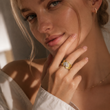 18K Gold Plated Matte Open Cubic Zirconia Ring product view 5