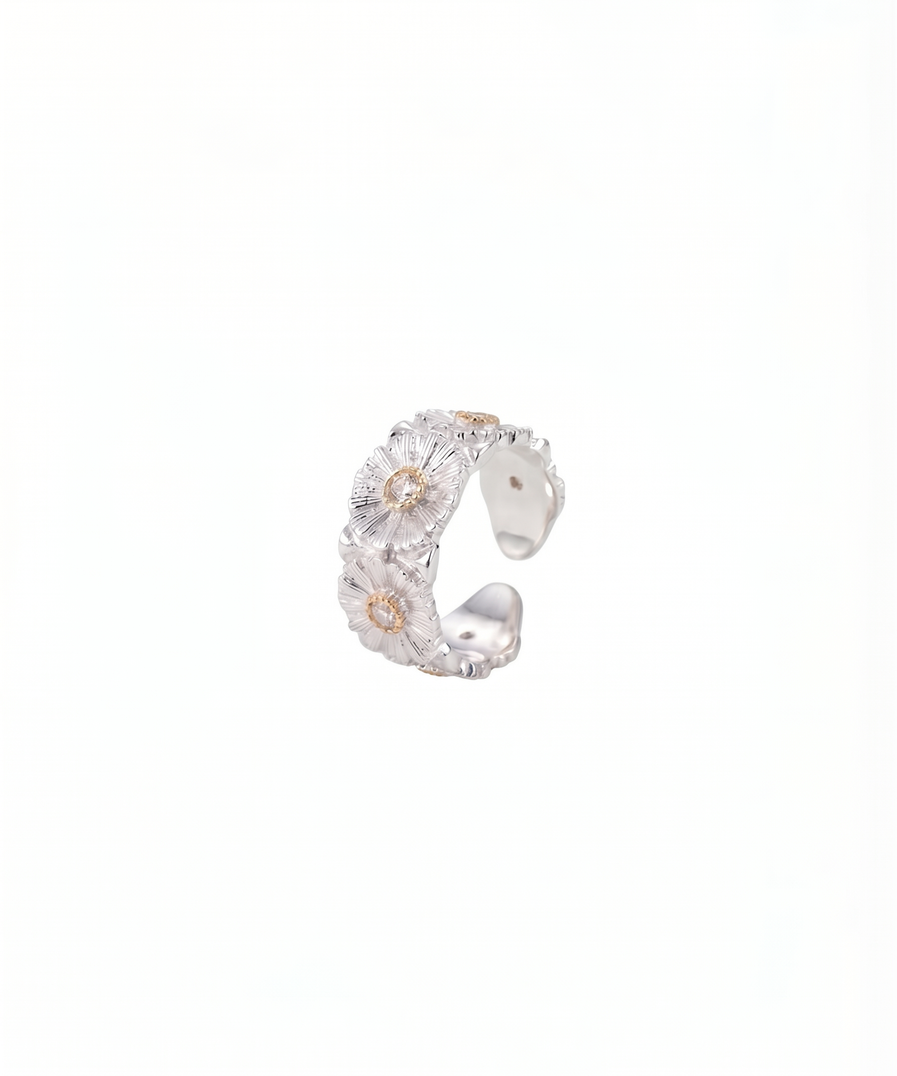 Silver Plated Daisy Open Ring by Natelyrian