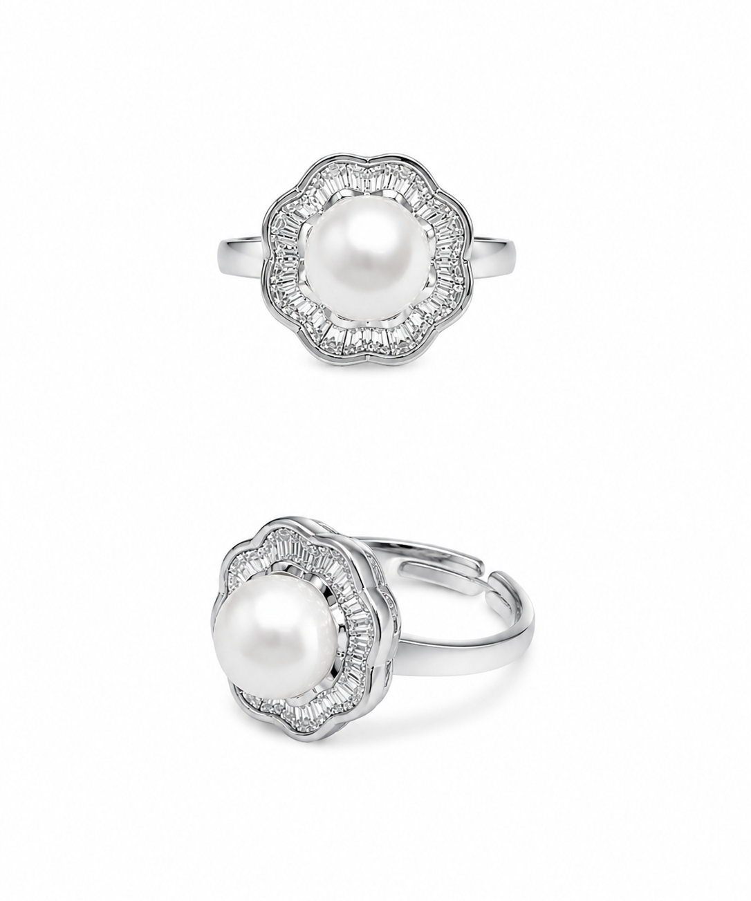 Freshwater Pearl Sunburst Stud Ring by Natelyrian
