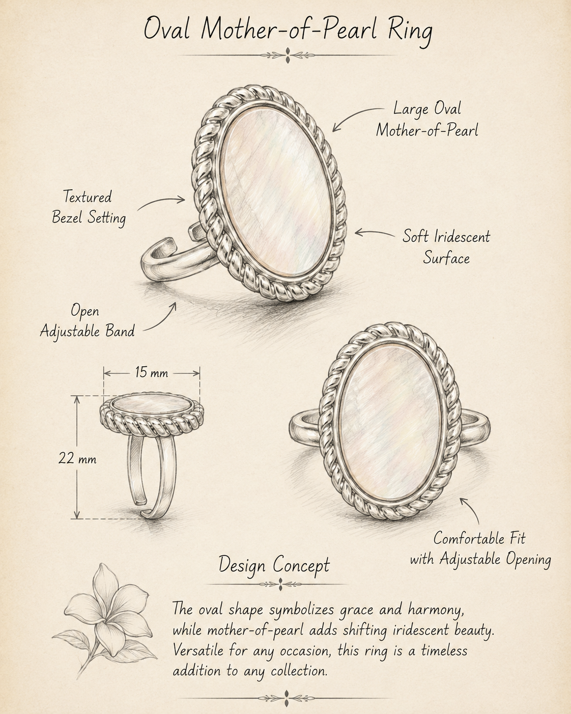 Mother of Pearl Adjustable Ring product view 6
