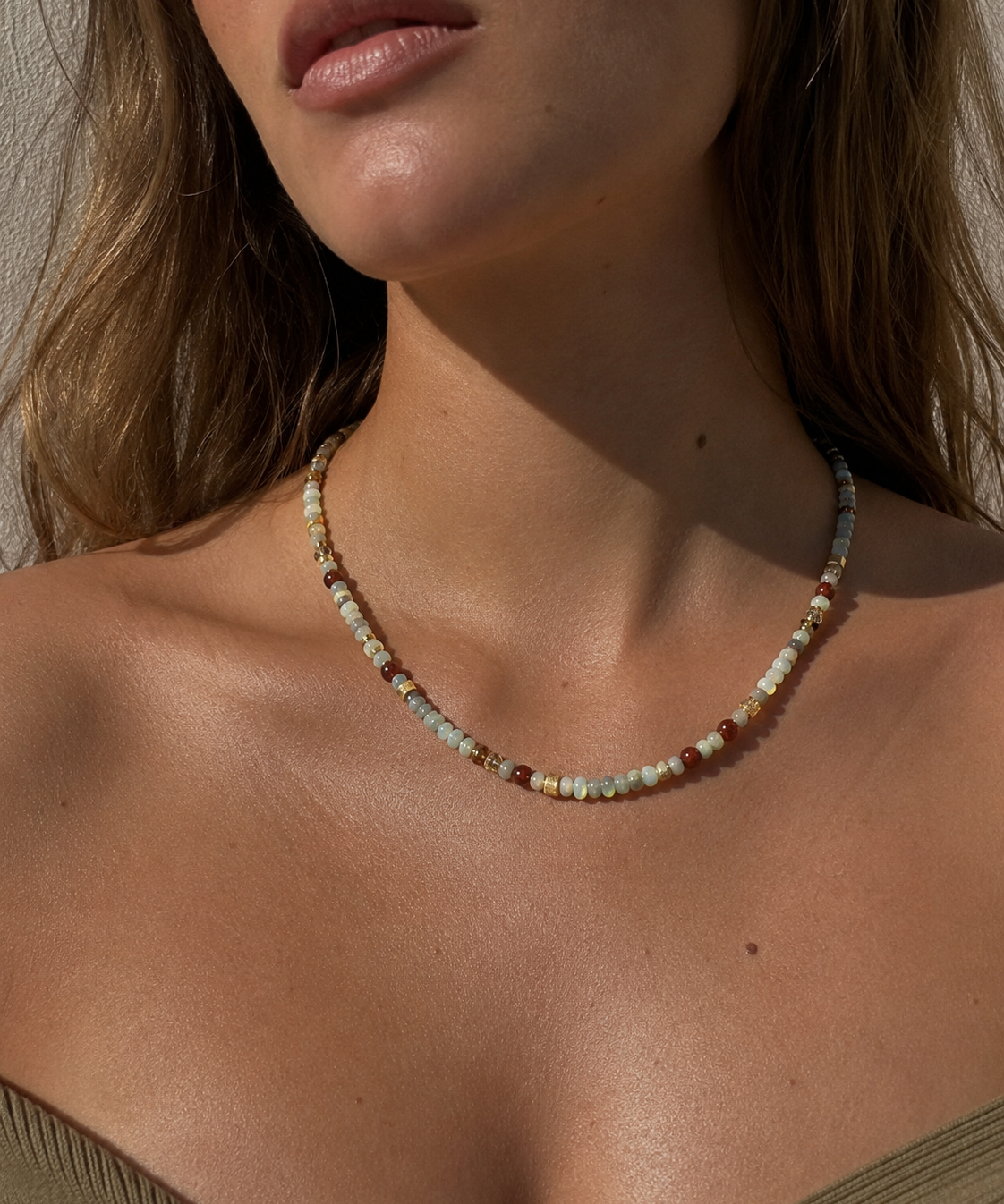 Mixed Gemstone Adjustable Necklace by Natelyrian