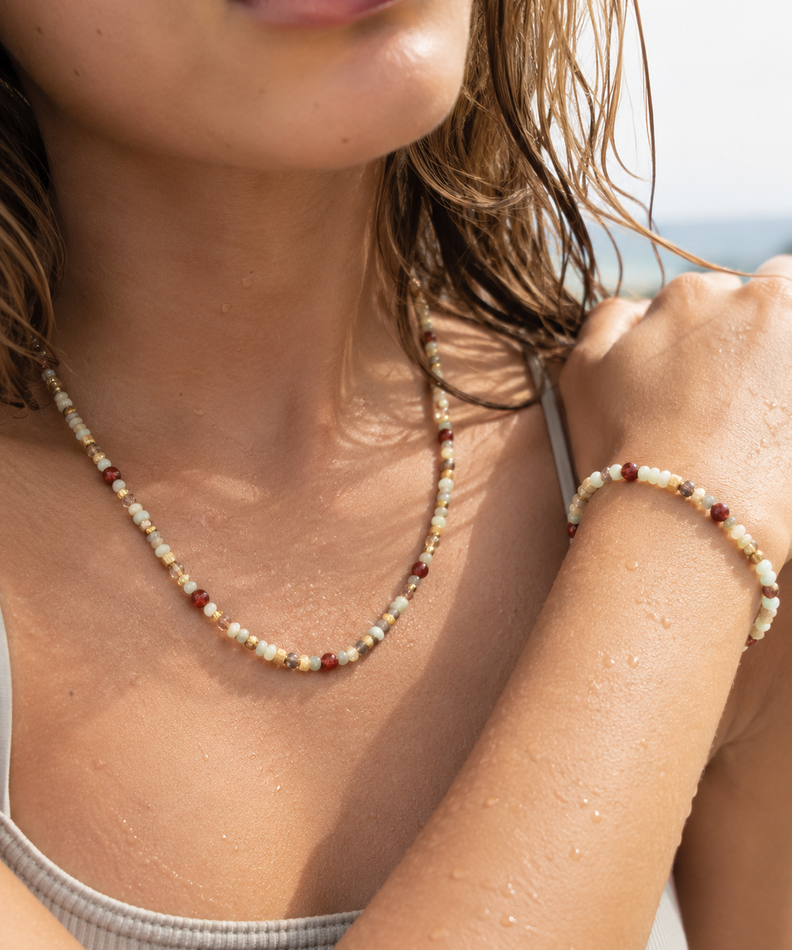 Mixed Gemstone Adjustable jewelry set by Natelyrian