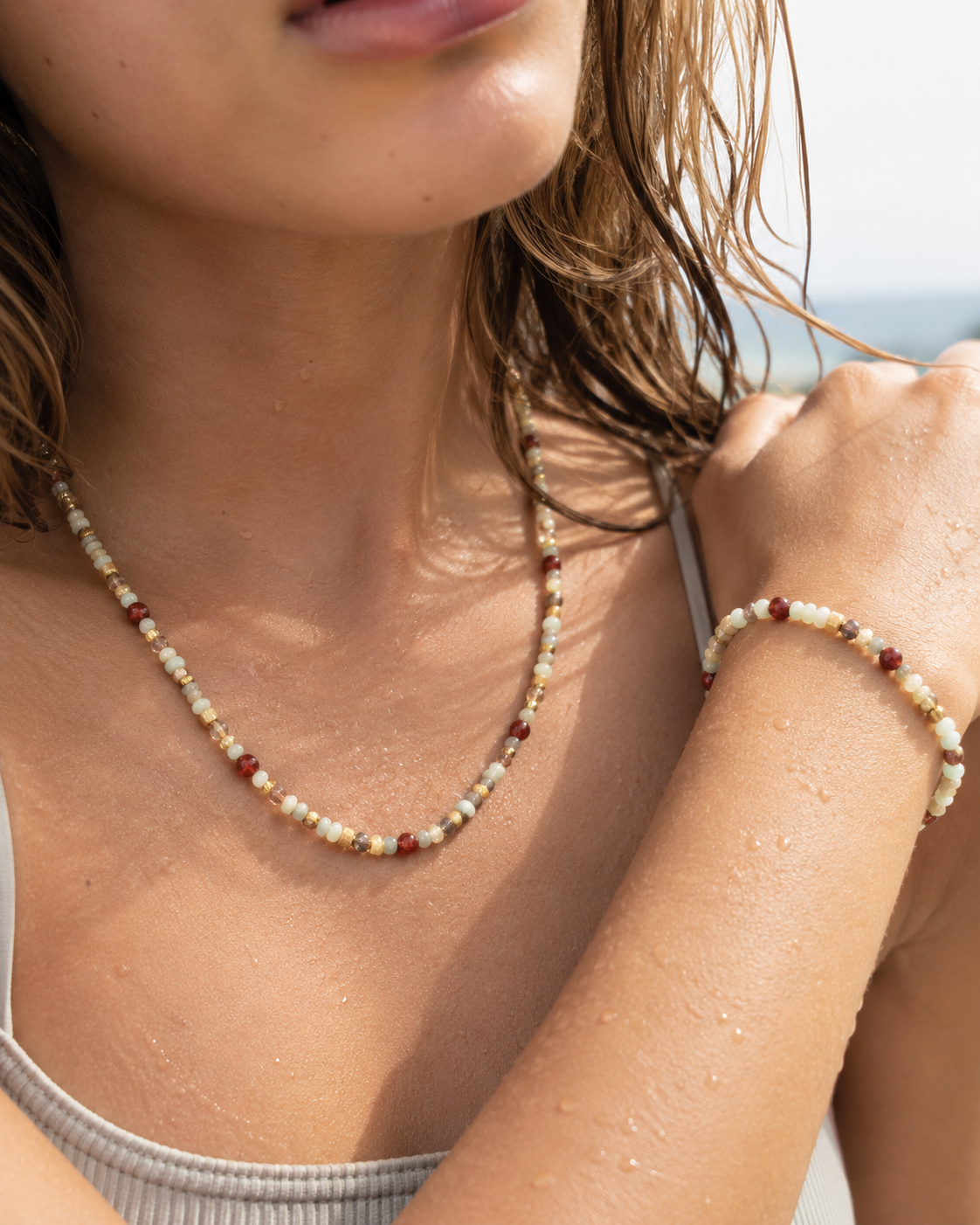 Mixed Gemstone Adjustable jewelry set by Natelyrian